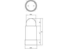 Deurstop afgerond ø34x78mm wandmontage rvs