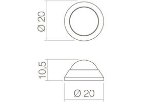 Deurstop bol ø20x10mm wandmontage rvs