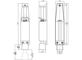 Deurvastzetter met voetrem 180(225)x35mm rvs