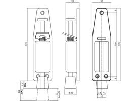 Deurvastzetter met voetrem 140(165)x32mm rvs