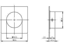Schuifdeurkom vierkant 34/55mm verdekt rvs