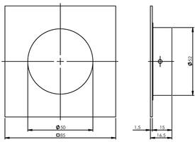 Schuifdeurkom vierkant 52/85mm verdekt rvs