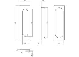 Schuifdeurkom rechthoekig 170x50mm verdekt rvs