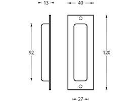 Schuifdeurkom rechthoekig 120x40mm opschroevend rvs