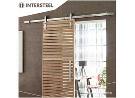 Schuifdeursysteem 2x1 meter met hangrollen recht 290mm rvs