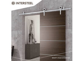 Schuifdeursysteem 2x1 meter met hangrollen open wiel 255mm rvs