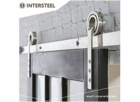 Schuifdeursysteem 2x1 meter met hangrollen open wiel 255mm rvs