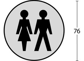 Pictogram zelfklevend rond ø76mm WC dames en heren rvs