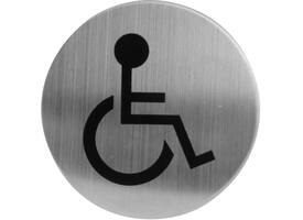 Pictogram zelfklevend rond ø76mm WC minder valide rvs