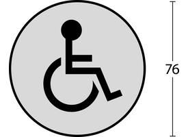 Pictogram zelfklevend rond ø76mm WC minder valide rvs
