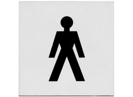 Pictogram zelfklevend vierkant 76x76mm WC heren rvs