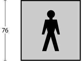 Pictogram zelfklevend vierkant 76x76mm WC heren rvs