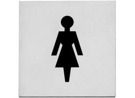 Pictogram zelfklevend vierkant 76x76mm WC dames rvs