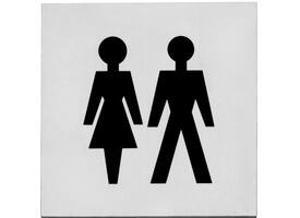 Pictogram zelfklevend vierkant 76x76mm WC dames en heren rvs