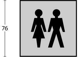 Pictogram zelfklevend vierkant 76x76mm WC dames en heren rvs