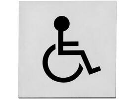 Pictogram zelfklevend vierkant 76x76mm WC minder valide rvs