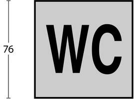 Pictogram zelfklevend vierkant 76x76mm WC minder valide rvs