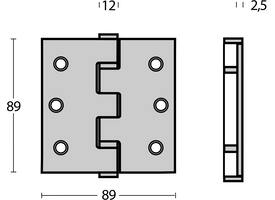 Kogellagerscharnier recht 3,5" (89x89x2,5mm) CE rvs