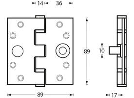 SKG3 Kogellagerscharnier recht 3,5" (89x89x3mm) inclusief schroeven 4,5x45mm rvs