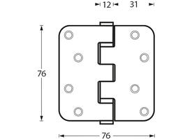 Kogellagerscharnier afgerond 3" (76x76x2,5mm) rvs