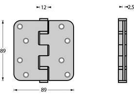 Kogellagerscharnier afgerond 3.5" (89x89x2,5mm) CE rvs