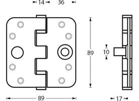 SKG3 Kogellagerscharnier afgerond 3,5" (89x89x3mm) inclusief schroeven 4,5x45mm rvs