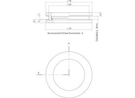 Schuifdeurkom tbv glasdeur ø55/ø79mm rvs