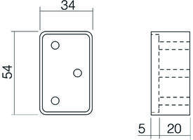 Opvulblok 20 mm kierstandhouder voor opdek raam of deur met bevestiging rvs
