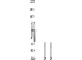 Set kruk-espagnolet rechts L-recht inclusief stangenset 2x 1245mm rvs geborsteld