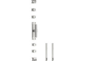 Set kruk-espagnolet rechts T-recht inclusief stangenset 2x 1245mm rvs geborsteld