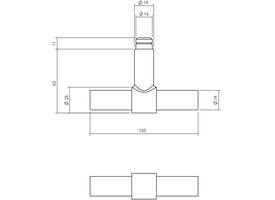 Set kruk-espagnolet links T-recht inclusief stangenset 2x 1245mm rvs geborsteld