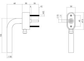 SKG*** afsluitbare raamkruk Recht op ovale behuizing met stift 7x35mm rvs