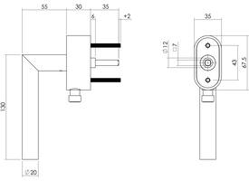 SKG*** afsluitbare raamkruk Hoek 90° op ovale behuizing met stift 7x35mm rvs