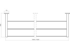 Garderobe 1 meter met 6 kledinghangers rvs