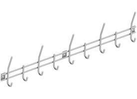 Garderobe rek 700x160mm met 9 haken rvs