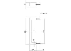 Meubelgreep rechthoek 25x13 192mm rvs