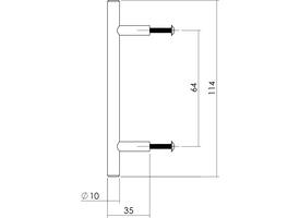 Keukengreep ø10 x 64/114mm rvs