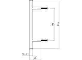 Keukengreep ø10 x 96/146mm rvs