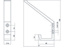 Kapstokhaak met verticale schroefgaten aluminium