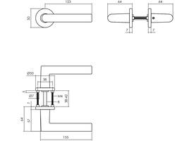 Deurkruk Broome met rozet verdekt ø50x7mm met nokken aluminium F1