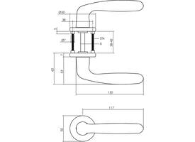 Deurkruk Sigaar met rozet verdekt ø50x7mm met nokken aluminium F1