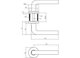 Deurkruk Derby met rozet verdekt ø50x7mm met nokken aluminium F1
