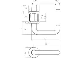 Deurkruk Rond met rozet verdekt ø50x7mm met nokken aluminium F1