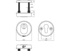 SKG3 veiligheidsrozetten rond ø60x15mm profielcilindergat met kerntrekbeveiliging aluminium F1