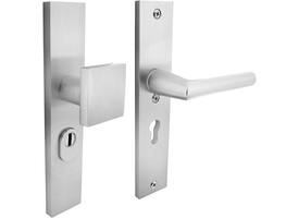 SKG3 veiligheidsbeslag rechthoekig 250x50mm greep/kruk Jura met veerconstructie profielcilindergat 55mm met kerntrekbeveiliging aluminium F1
