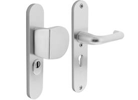 SKG3 veiligheidsbeslag ovaal 250x50mm greep/kruk Rond met veerconstructie profielcilindergat 55mm met kerntrekbeveiliging aluminium F1
