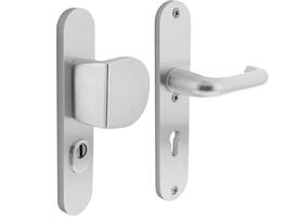 SKG3 veiligheidsbeslag ovaal 250x50mm greep/kruk Rond met veerconstructie profielcilindergat 72mm met kerntrekbeveiliging aluminium F1