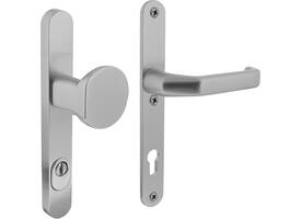 SKG3 veiligheidsbeslag ovaal smal 250x35mm greep/kruk Verkropt met veerconstructie profielcilindergat 92mm met kerntrekbeveiliging aluminium F1