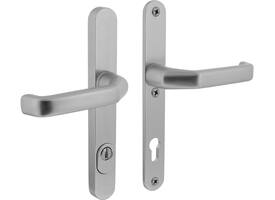 SKG3 veiligheidsbeslag ovaal smal 250x35mm kruk/kruk Verkropt met veerconstructie profielcilindergat 92mm met kerntrekbeveiliging aluminium F1