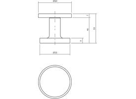 Voordeurknop plat ø55mm op achterplaat ø60mm éénzijdige montage aluminium F1